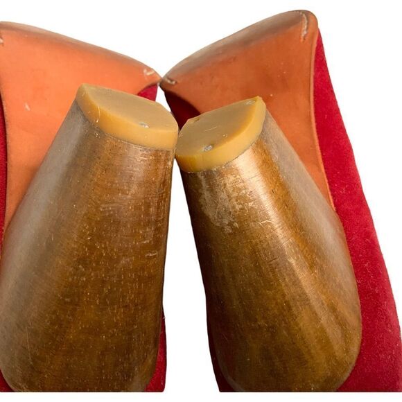 RACHEL COMEY Red 100% Genuine Suede Pull On Chelsea Booties Leather Sole Sz 8.5 - Picture 10 of 12